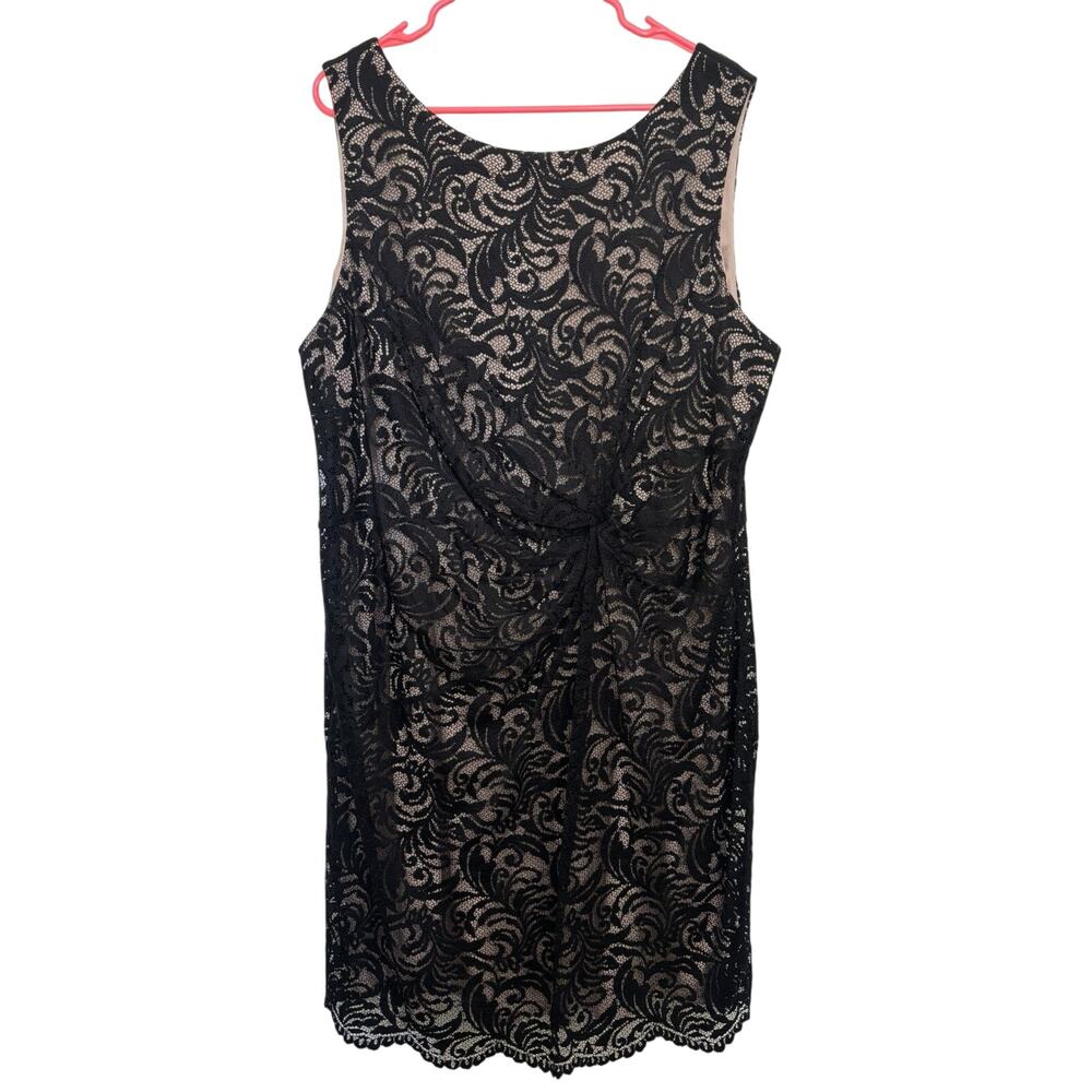 Calvin Klein Black Lace Sleeveless Dress Size 22W Wedding Guest LBD Knee Length
